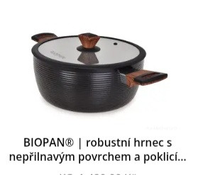 Biopan nepřilnavý hrnec s poklici