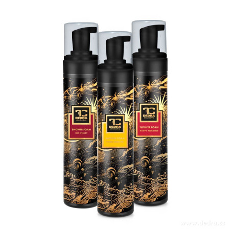 3 × Sprchová pena na mytí těla/ SAMETOVÁ HRUŠKA & POPPY MEADOW & RED VELVET / jemná & Šetrná péče/ 750 ml