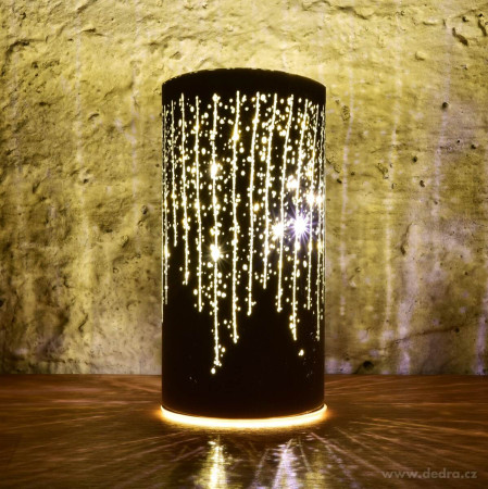 Solenia  /skleneny svícen 20, 5 cm s LED osvicenim / matný bílý dekor